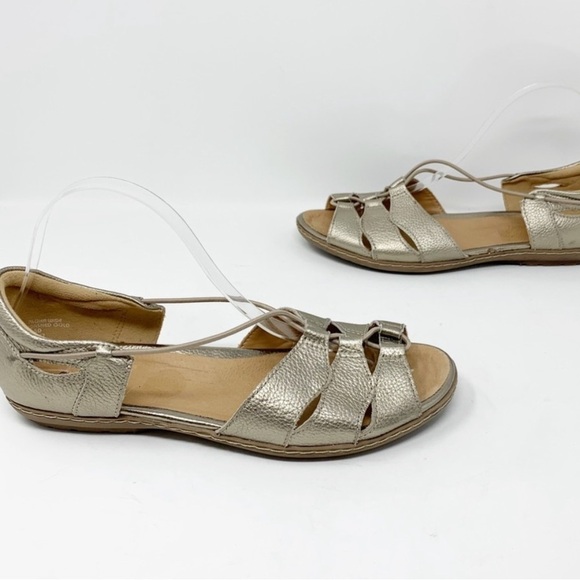 Earth Aloha washed gold sandal gladiator style leather 9B - Picture 2 of 8